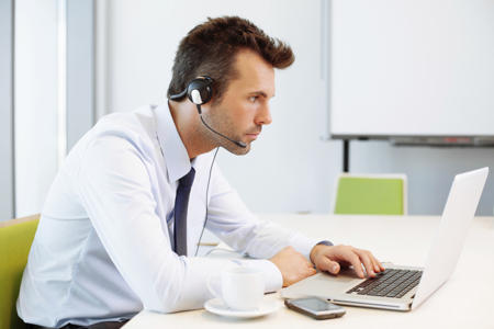man working with headset 