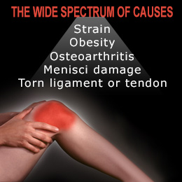 Causes of burning pain in the knee